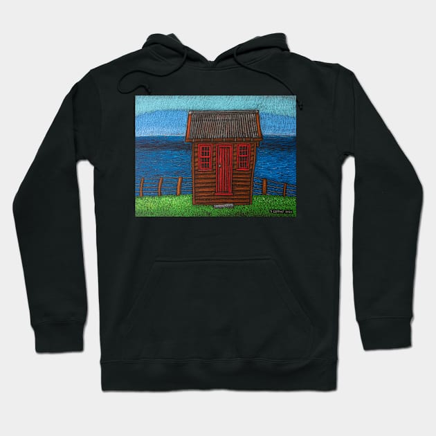 Shed by the Sea - Matanaka, Otago, New Zealand Hoodie by Stus Road Trips